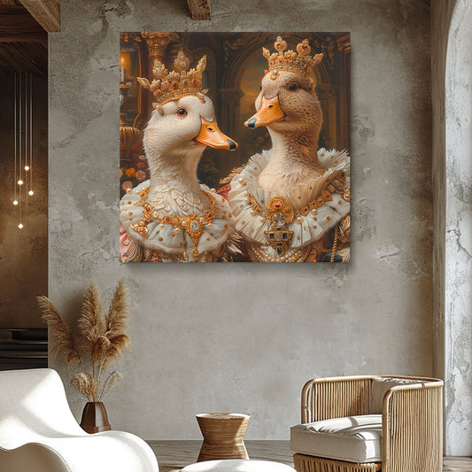 Royal Ducks Adorned in Jewels Canvas Print ArtLexy 1 Panel 12"x12" inches 