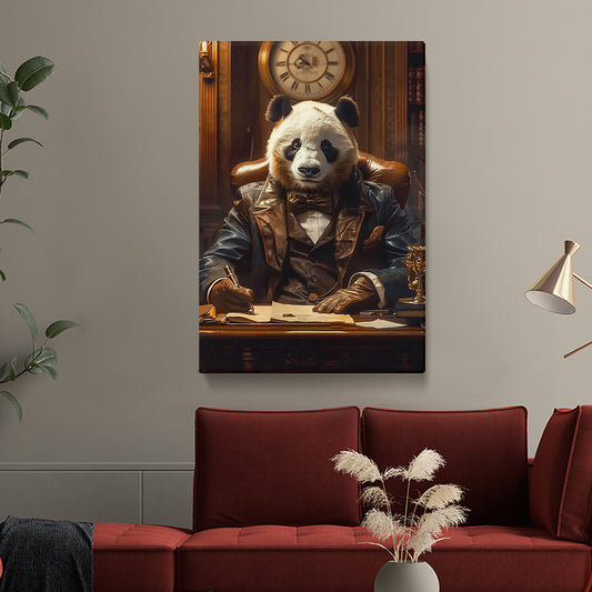 Executive Panda in Suit Portrait Canvas Print ArtLexy 1 Panel 16"x24" inches 