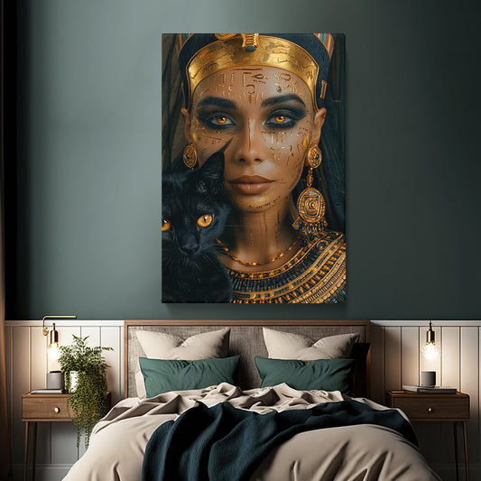 Pharaoh Queen and Sacred Cat Canvas Print ArtLexy 1 Panel 16"x24" inches 