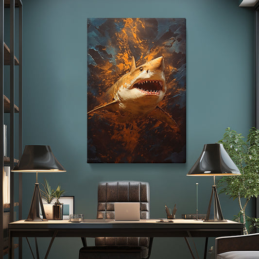 Thrilling Shark Encounter Canvas Print ArtLexy 1 Panel 16"x24" inches 