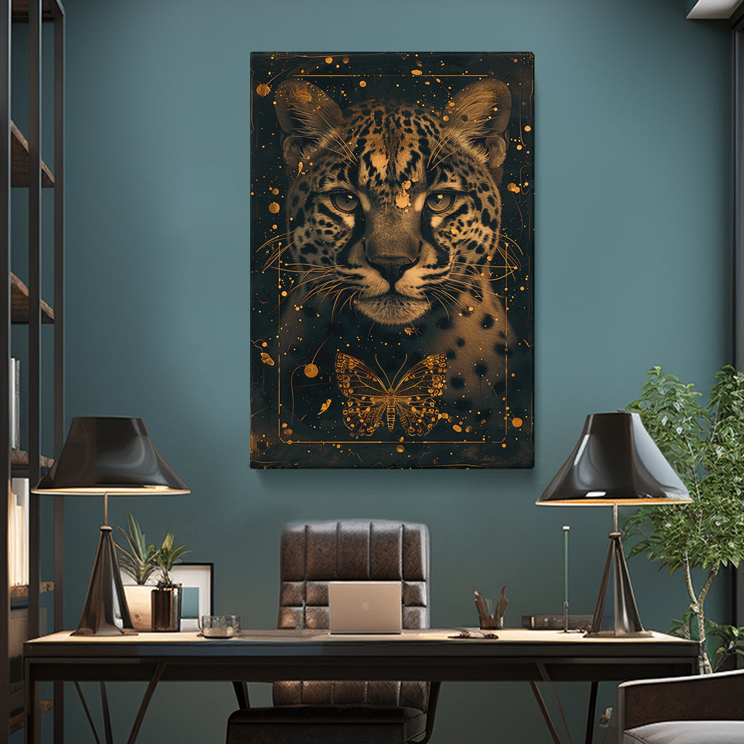 Mystic Leopard and Golden Butterfly Canvas Print ArtLexy   