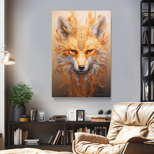 Golden Crowned Fox Portrait Canvas Print ArtLexy 1 Panel 16"x24" inches 