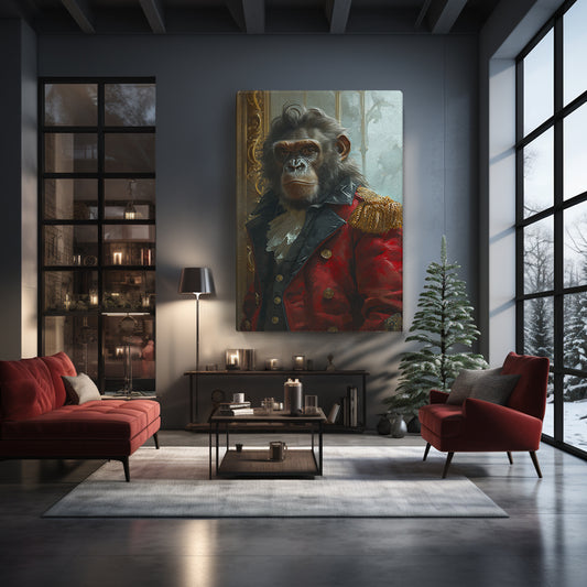 Monkey in Regal Military Attire Canvas Print ArtLexy 1 Panel 16"x24" inches 