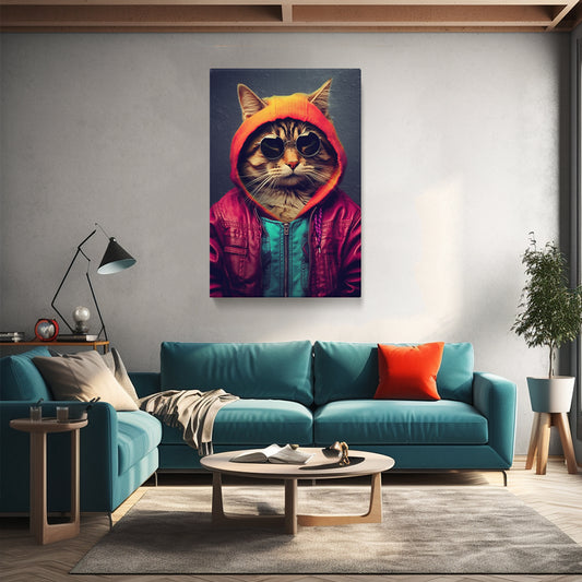 Chic Tabby Cat in Sunglasses Canvas Print ArtLexy 1 Panel 16"x24" inches 