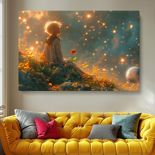 Dreamy Boy with Rose Canvas Print ArtLexy 1 Panel 24"x16" inches 
