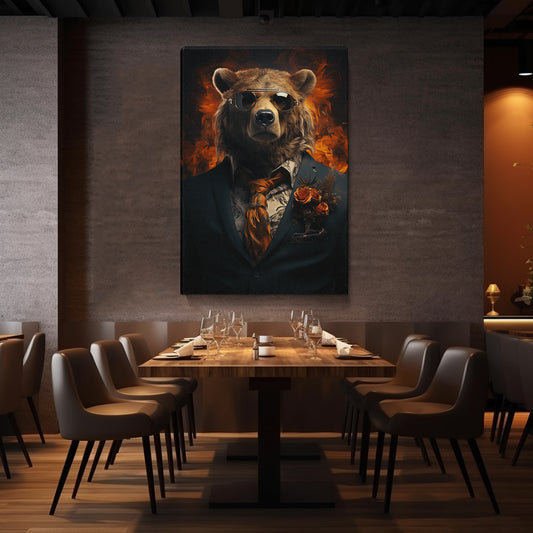 Elegant Bear in Suit Canvas Print ArtLexy 1 Panel 16"x24" inches 