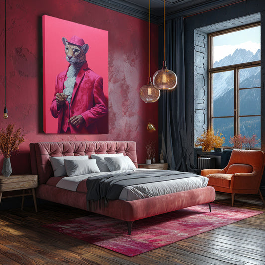 Dashing Leopard in Pink Fedora Canvas Print ArtLexy   