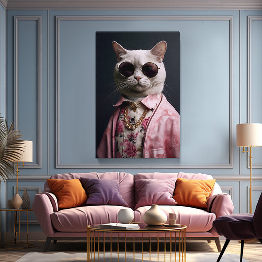 Fashionable Cat in Sunglasses Canvas Print ArtLexy 1 Panel 16"x24" inches 