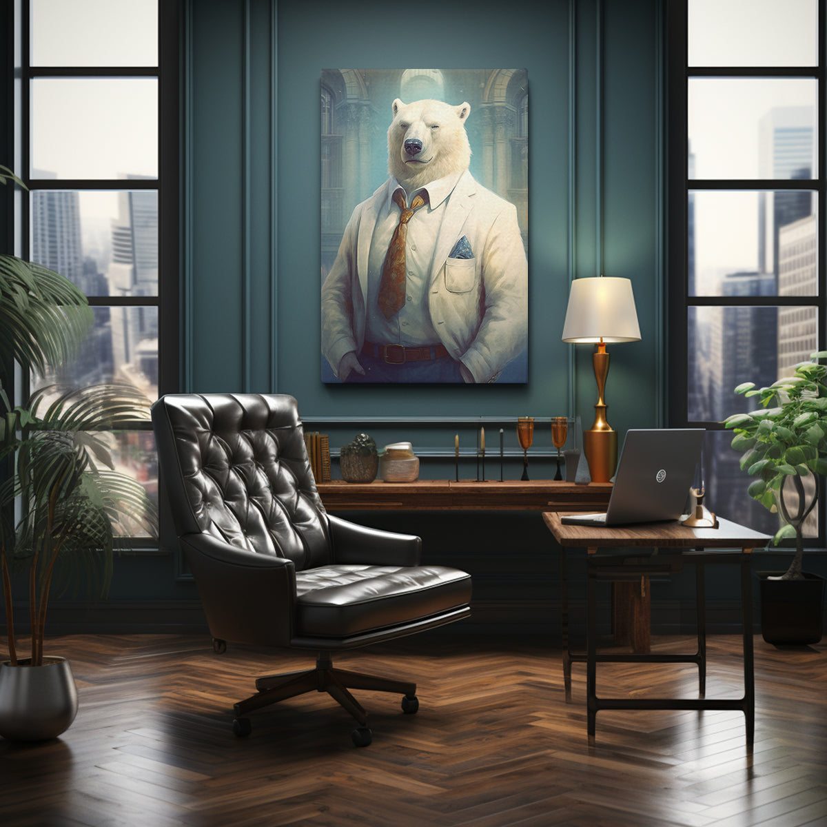 Elegant Polar Bear in Business Attire Canvas Print ArtLexy   