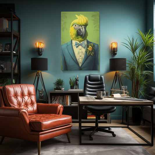 Dapper Anthropomorphic Parrot Canvas Print ArtLexy 1 Panel 16"x24" inches 
