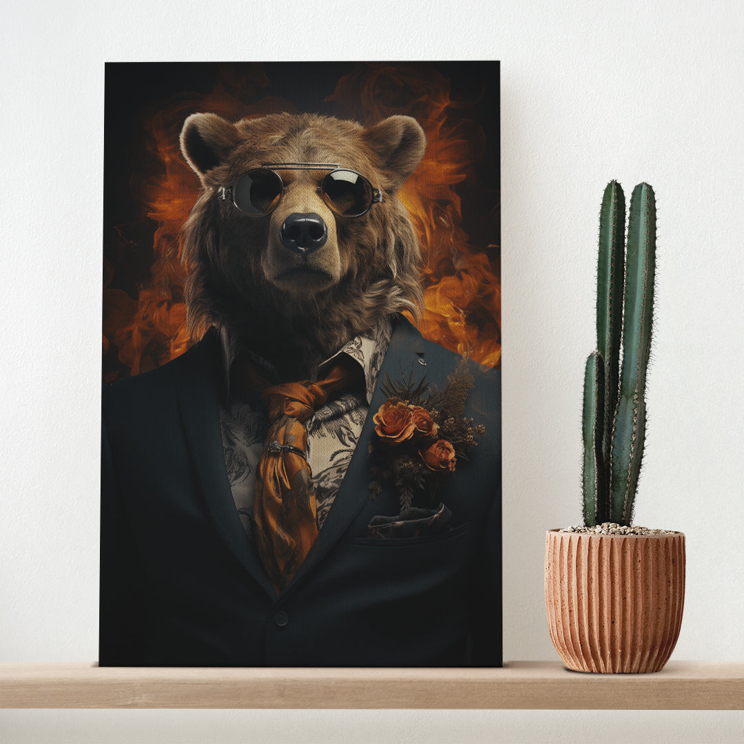 Elegant Bear in Suit Canvas Print ArtLexy   
