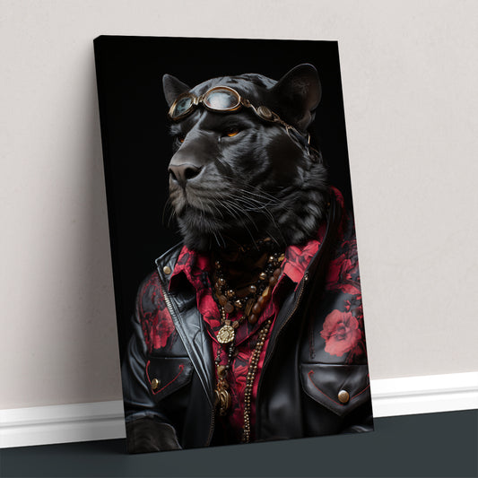 Avant-Garde Panther with Steampunk Goggles Canvas Print ArtLexy 1 Panel 16"x24" inches 