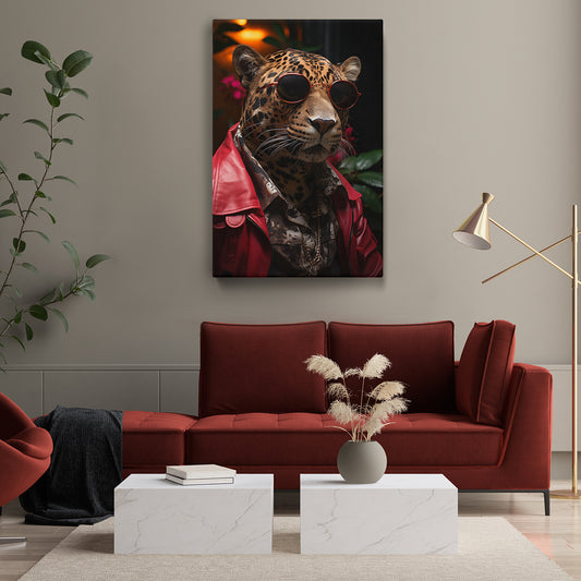 Trendsetting Leopard with Sunglasses Canvas Print ArtLexy 1 Panel 16"x24" inches 
