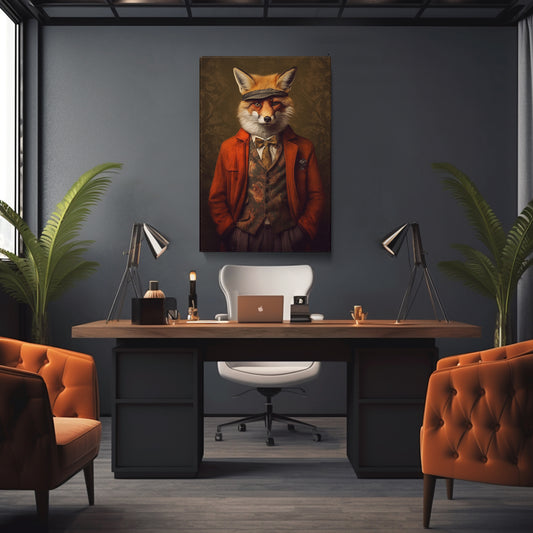 Dapper Fox with Hat Canvas Print ArtLexy 1 Panel 16"x24" inches 