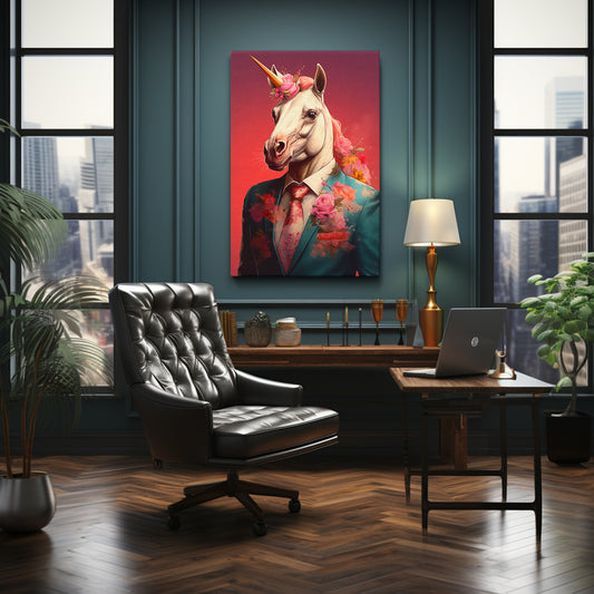 Floral Unicorn in Suit Canvas Print ArtLexy 1 Panel 16"x24" inches 
