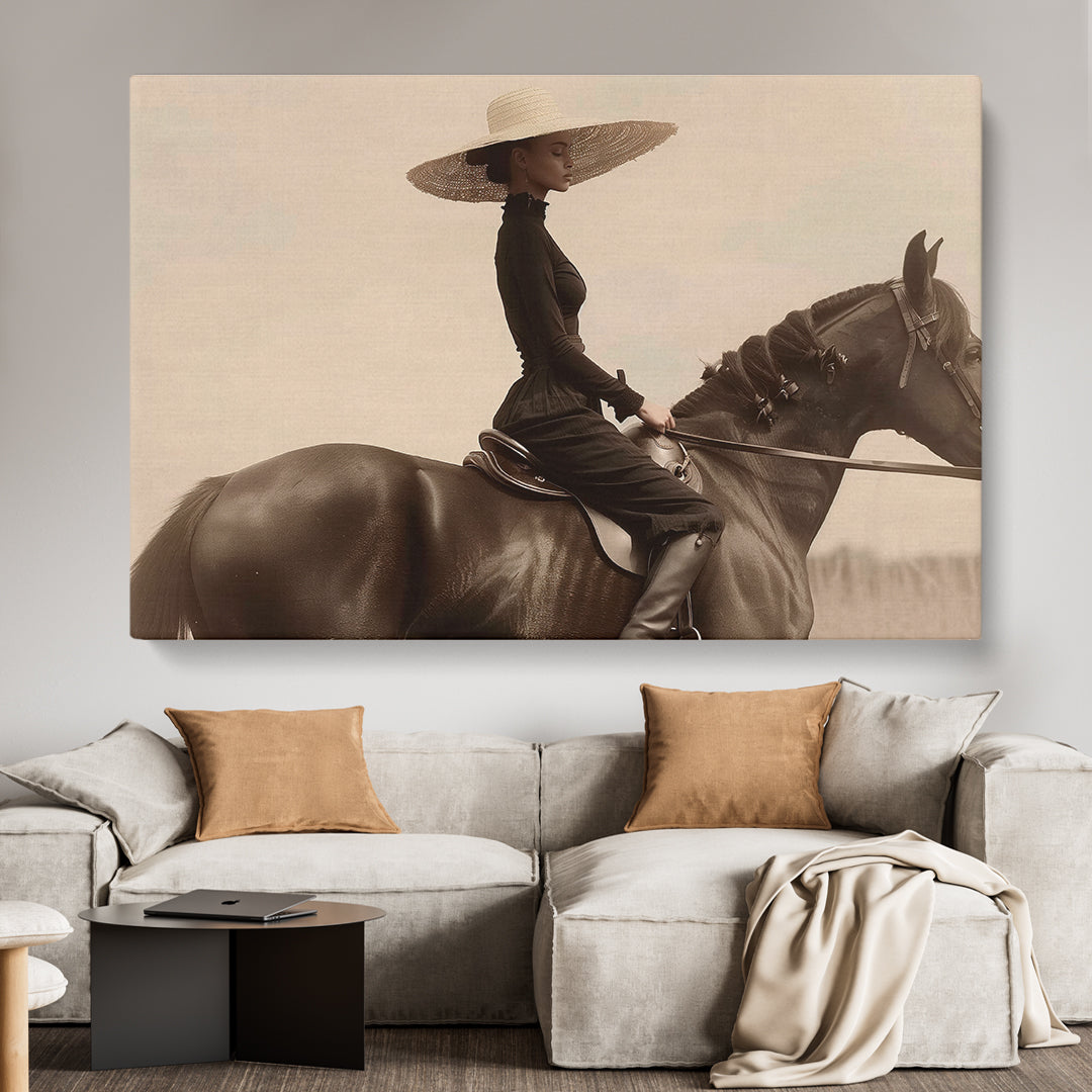 Beautiful Woman Rider on Horse Canvas Print ArtLexy   