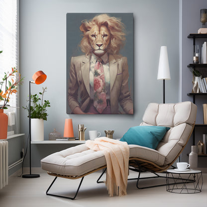 Regal Lion in Suit Portrait Canvas Print ArtLexy   
