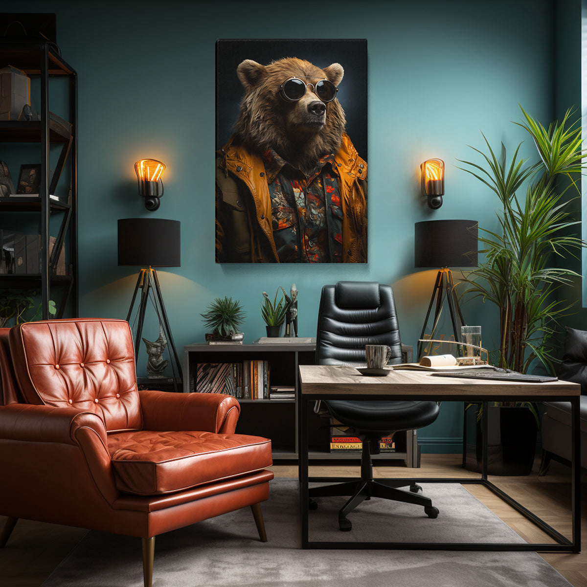 Trendy Bear with Sunglasses Canvas Print ArtLexy   