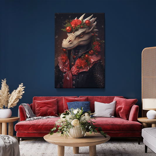 Festive Dragon Portrait Canvas Print ArtLexy 1 Panel 16"x24" inches 