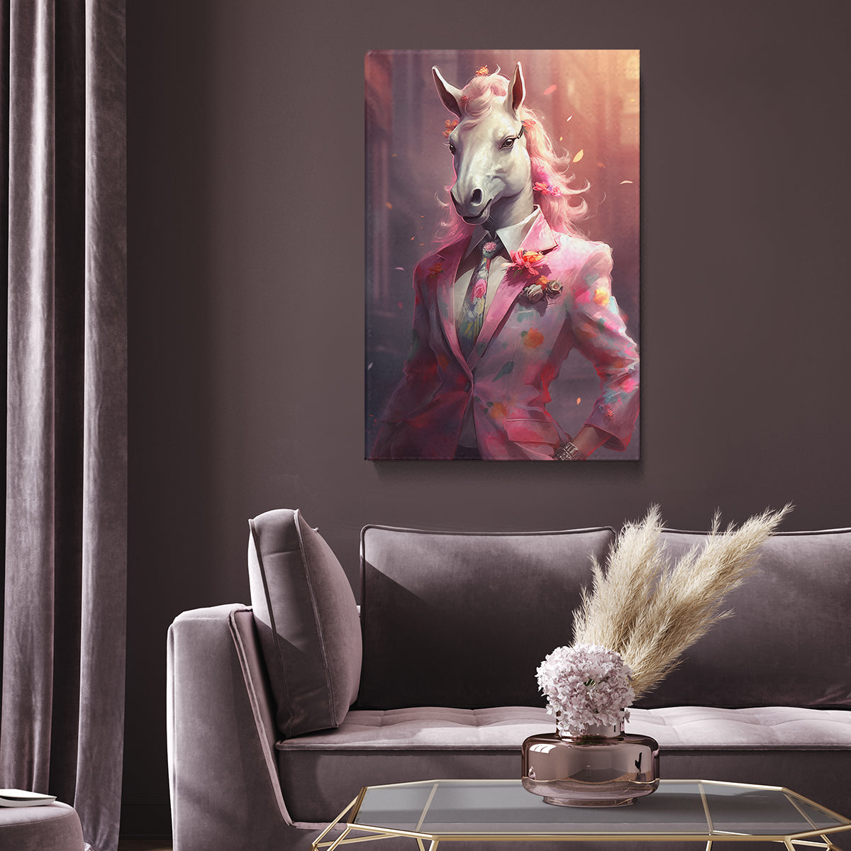Whimsical Horse in Pink Suit Canvas Print ArtLexy   