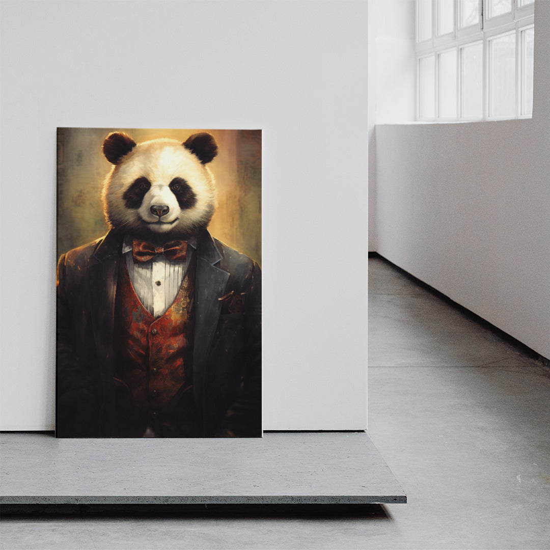 Dapper Panda in Suit Portrait Canvas Print ArtLexy   