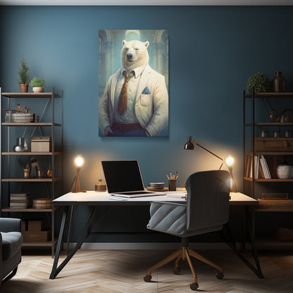 Elegant Polar Bear in Business Attire Canvas Print ArtLexy   