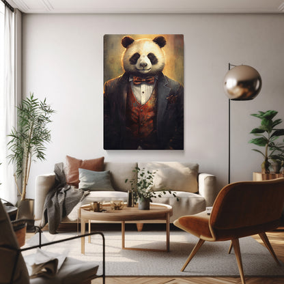 Dapper Panda in Suit Portrait Canvas Print ArtLexy   