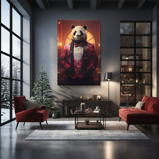 Gallant Anthropomorphic Panda Canvas Print ArtLexy 1 Panel 16"x24" inches 