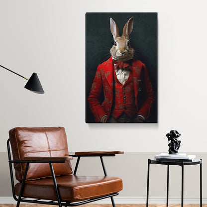 Chic Anthropomorphic Rabbit Portrait Canvas Print ArtLexy   