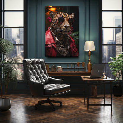 Trendsetting Leopard with Sunglasses Canvas Print ArtLexy   