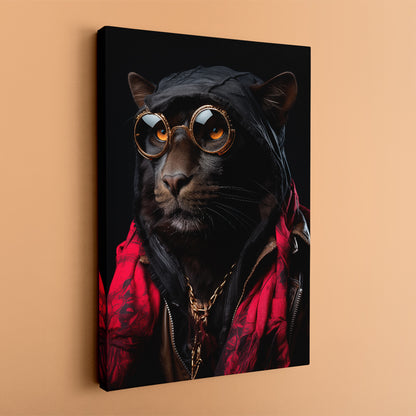 Sophisticated Panther with Golden Goggles Canvas Print ArtLexy   