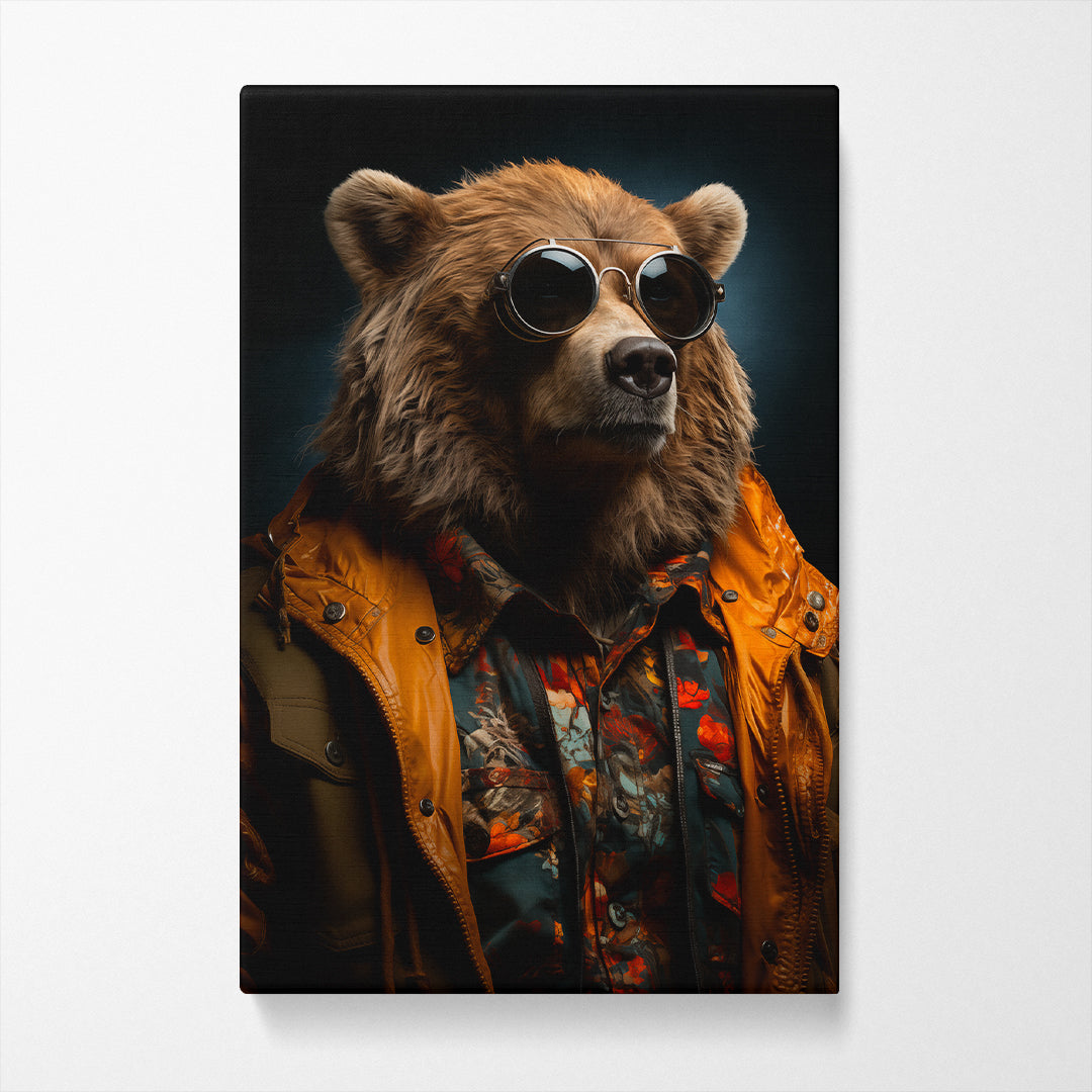 Trendy Bear with Sunglasses Canvas Print ArtLexy   