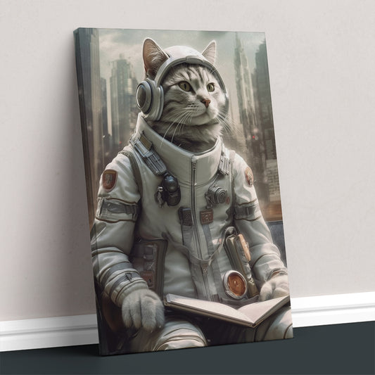 Cosmic Explorer Cat in Astronaut Suit Canvas Print ArtLexy 1 Panel 16"x24" inches 