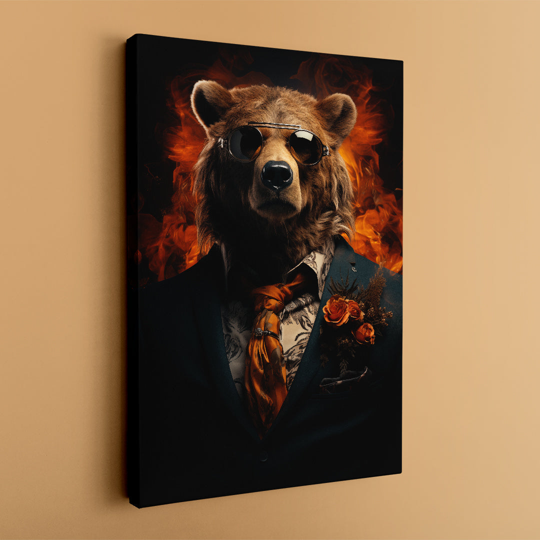 Elegant Bear in Suit Canvas Print ArtLexy   