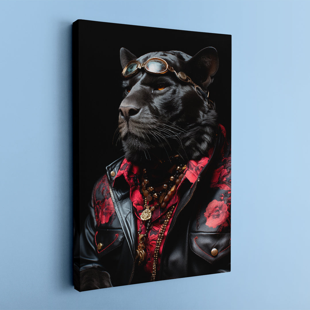 Avant-Garde Panther with Steampunk Goggles Canvas Print ArtLexy   