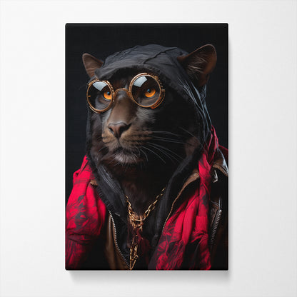 Sophisticated Panther with Golden Goggles Canvas Print ArtLexy   