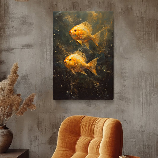 Serene Goldfish Duo Canvas Print ArtLexy 1 Panel 16"x24" inches 