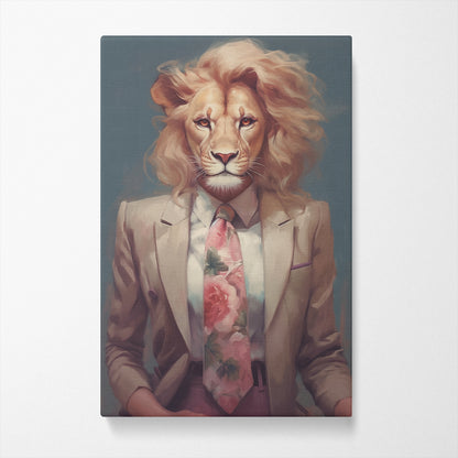 Regal Lion in Suit Portrait Canvas Print ArtLexy   