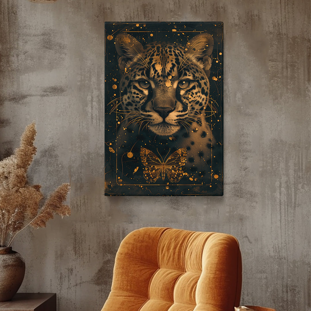Mystic Leopard and Golden Butterfly Canvas Print ArtLexy   