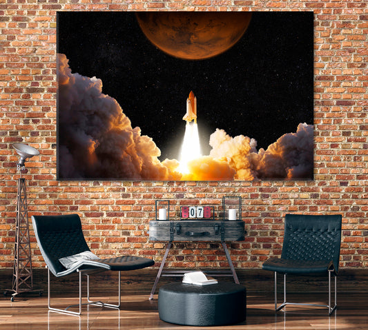 Spacecraft in Space Canvas Print ArtLexy 1 Panel 24"x16" inches 