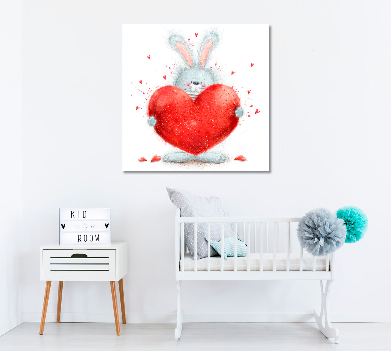 Cute Rabbit With Big Red Heart Canvas Print ArtLexy   