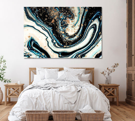 Abstract Wavy Liquid Marble Canvas Print ArtLexy 1 Panel 24"x16" inches 