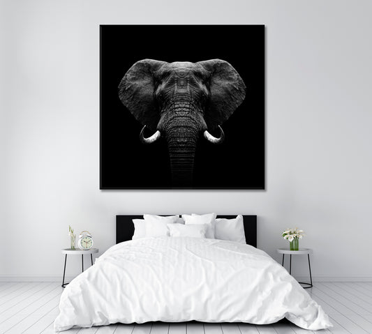 Elephant in Black and White Canvas Print ArtLexy 1 Panel 12"x12" inches 