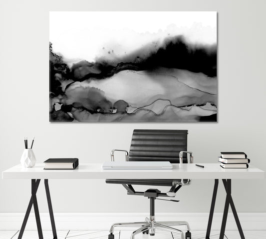 Abstract Black and White Canvas Print ArtLexy 1 Panel 24"x16" inches 
