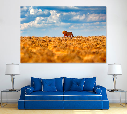 Wild Lion in Natural Habitat Africa Canvas Print ArtLexy 1 Panel 24"x16" inches 