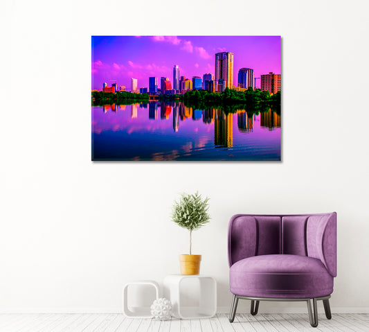 Austin Skyline Reflection Canvas Print ArtLexy   