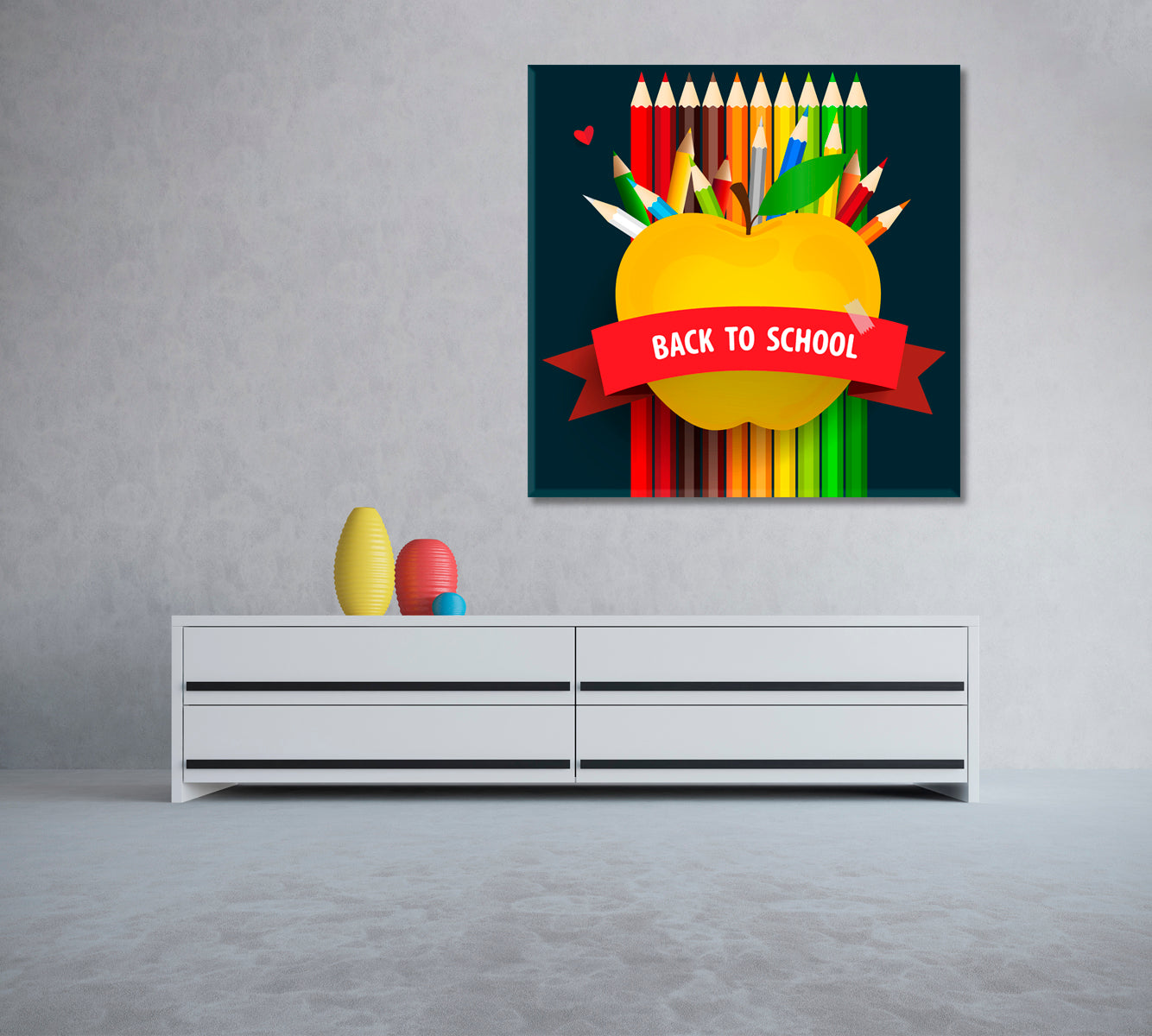 Welcome Back to School Illustration Canvas Print ArtLexy 1 Panel 12"x12" inches 