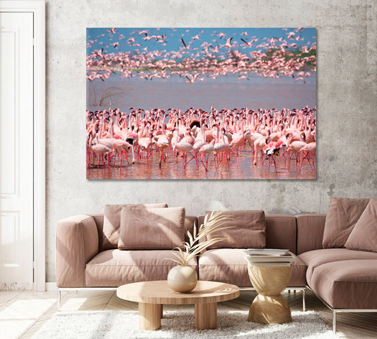 Flock of Wild Flamingos at Lake Bogoria Kenya Canvas Print ArtLexy   