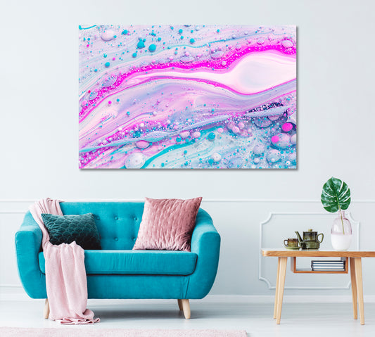 Fluid Abstract Mixed Paint Flowing Bubbles Canvas Print ArtLexy 1 Panel 24"x16" inches 