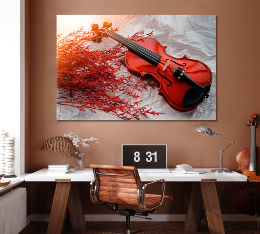 Violin with Dried Flowers Canvas Print ArtLexy 1 Panel 24"x16" inches 
